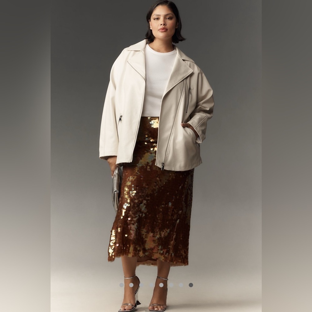 NWT! Anthropoligie Maeve Oversized Faux-Leather Moto Jacket - ππͺ - Picture 8 of 9